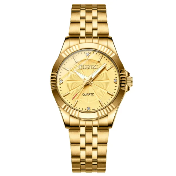 CHENXI 050A Couple Quartz Watch Luxury Business Golden Stainless Steel Unique Simple Wristwatch for Woman and Men 8