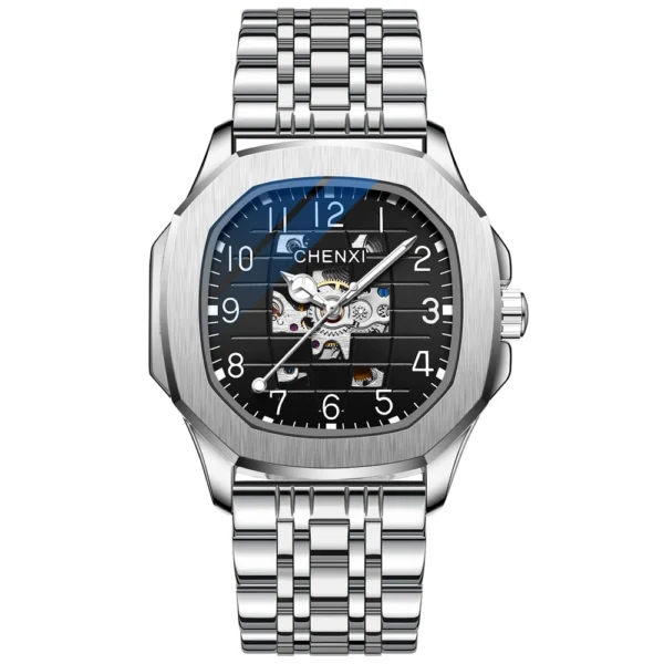 CHENXI Square Dial Automatic Men Watch Fashion Stainless Steel Wristwatches Luminous Mechanical Quartz Tourbillon Mens Watches 11