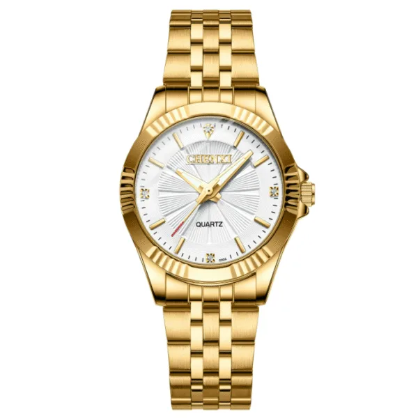 CHENXI 050A Couple Quartz Watch Luxury Business Golden Stainless Steel Unique Simple Wristwatch for Woman and Men 10