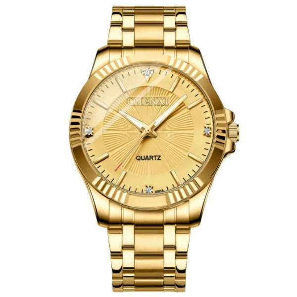 CHENXI 050A Couple Quartz Watch Luxury Business Golden Stainless Steel Unique Simple Wristwatch for Woman and Men 9