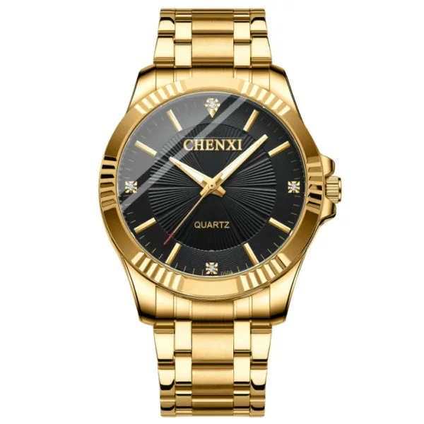 CHENXI 050A Couple Quartz Watch Luxury Business Golden Stainless Steel Unique Simple Wristwatch for Woman and Men 11