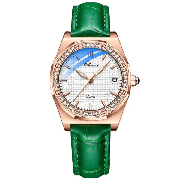 CHENXI Quartz Movement Woman Watch Simple Elegant Luxury Rose Gold Steel and Leather Strap Waterproof Ladies Dress Wristwatch 10