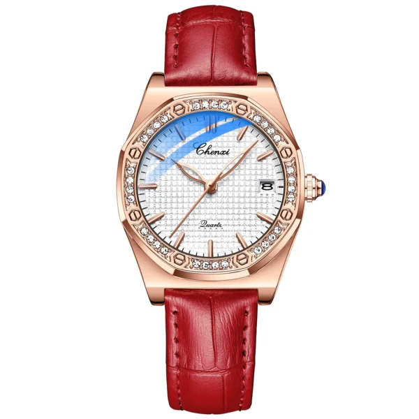 CHENXI Quartz Movement Woman Watch Simple Elegant Luxury Rose Gold Steel and Leather Strap Waterproof Ladies Dress Wristwatch 11