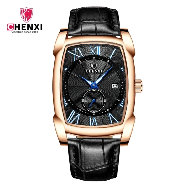 NEW CHENXI 8209 Mens Watches Leather Strap Casual Luxury Quartz Wristwatches Square Waterproof Watch Men 10