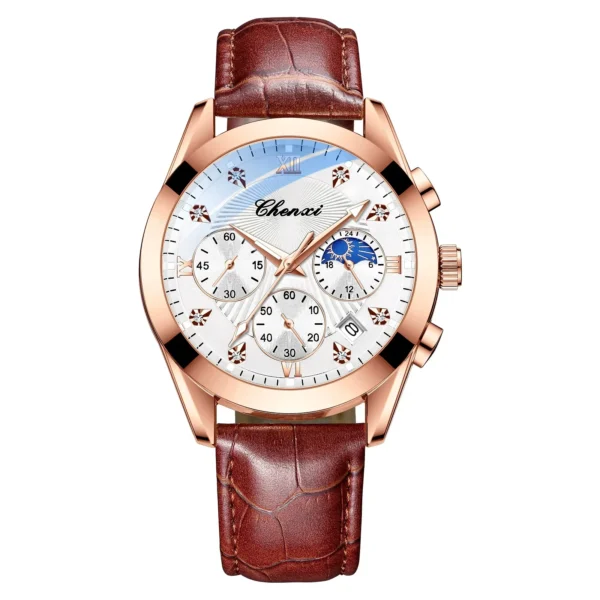 CX-903 CHENXI Watches For Men Sport Chronograph Waterproof Quartz Wrist Watch Male Fashion Leather Strap Business Watches 8