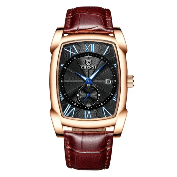 NEW CHENXI 8209 Mens Watches Leather Strap Casual Luxury Quartz Wristwatches Square Waterproof Watch Men 12