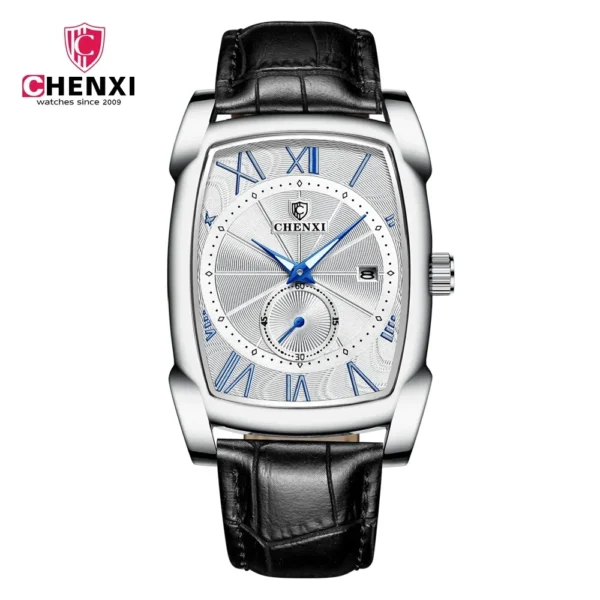 NEW CHENXI 8209 Mens Watches Leather Strap Casual Luxury Quartz Wristwatches Square Waterproof Watch Men 11