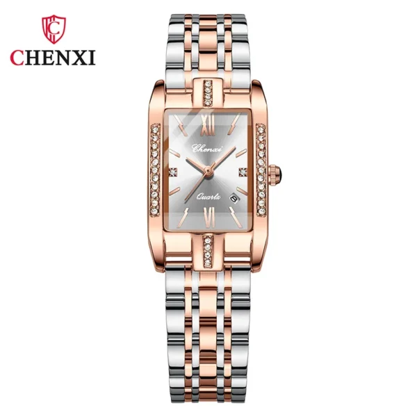 Exquisite Romantic Gift for Female Calendar Vintage Fashion Women Watches Quartz Wristwatch Rhinestone RoseGold Dial Waterproof 8