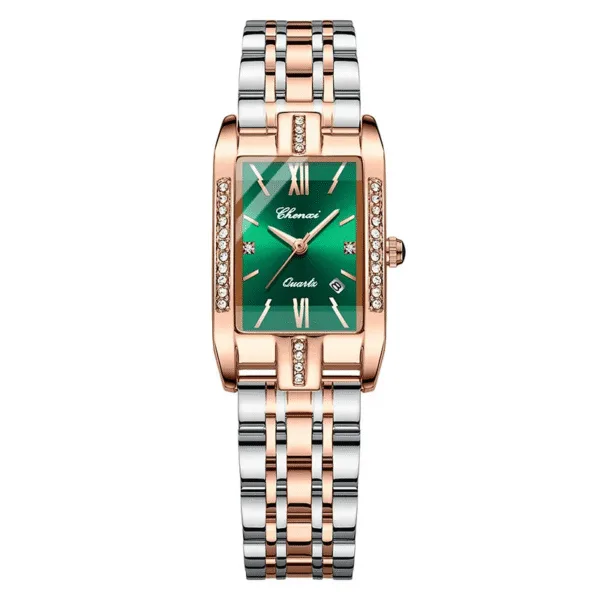 Exquisite Romantic Gift for Female Calendar Vintage Fashion Women Watches Quartz Wristwatch Rhinestone RoseGold Dial Waterproof 7
