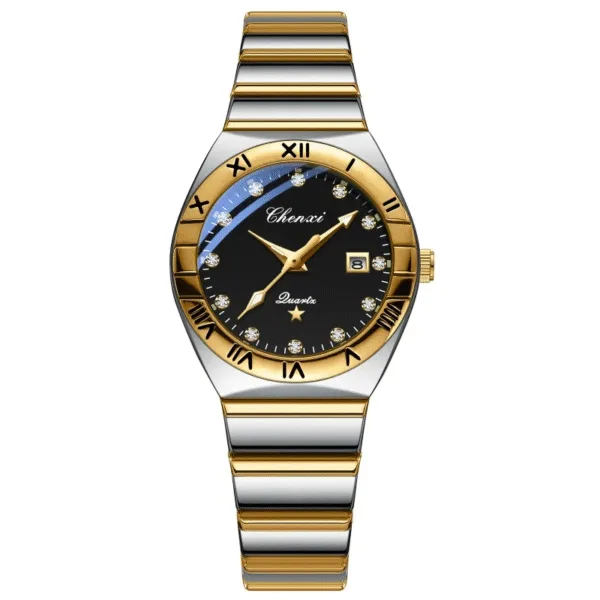 CHENXI 640 Luxury Couple Quartz Watch Calendar Luminous Stainless Steel Strap Waterproof Elegant Ladies Fashion Men Watches 7
