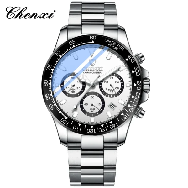 CHENXI Menโs Watches Top Brand Business Watch Luxury Men Military Stainless Steel Quartz Wrist Watches Chronograph Male Clock 8