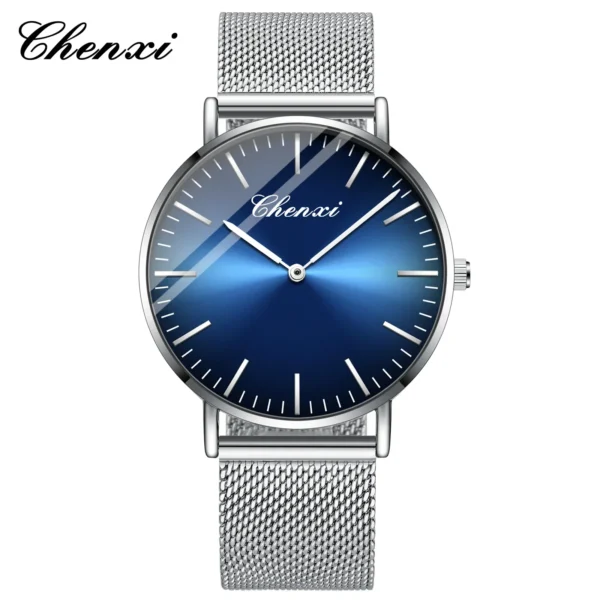 Chenxi 076A Brand Men's And Women's Stainless Steel Mesh Belt Waterproof Watch Couple Pair Lover's Clock Best Gift 12