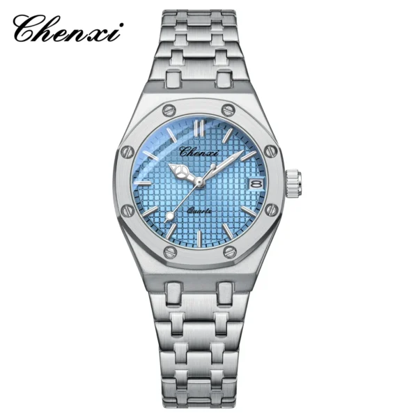 Luxury Women Watches Silver Steel Simple Casual Business Dress Watches for Women Top Brand Waterproof 3bar Calendar Gift Clock 11