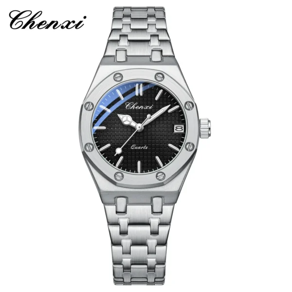 Luxury Women Watches Silver Steel Simple Casual Business Dress Watches for Women Top Brand Waterproof 3bar Calendar Gift Clock 9