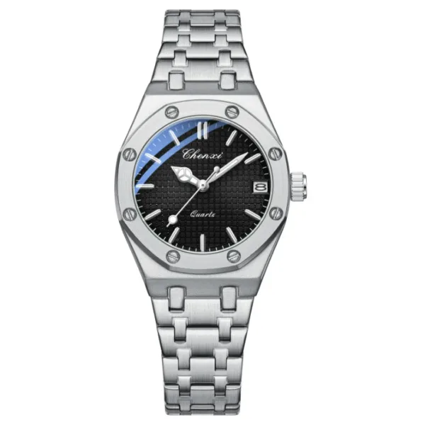 Luxury Women Watches Silver Steel Simple Casual Business Dress Watches for Women Top Brand Waterproof 3bar Calendar Gift Clock 9