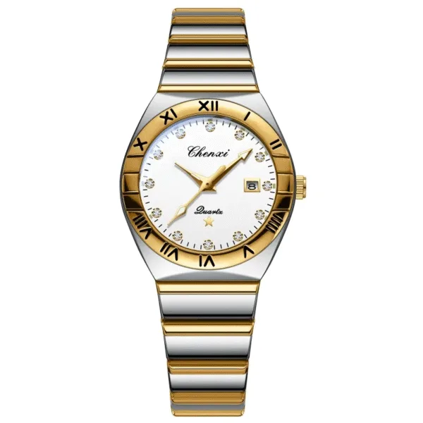 CHENXI 640 Luxury Couple Quartz Watch Calendar Luminous Stainless Steel Strap Waterproof Elegant Ladies Fashion Men Watches 9