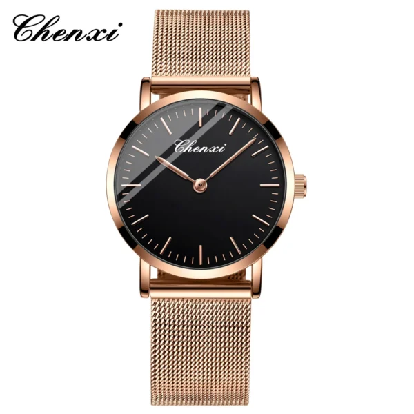 Chenxi 076A Brand Men's And Women's Stainless Steel Mesh Belt Waterproof Watch Couple Pair Lover's Clock Best Gift 11