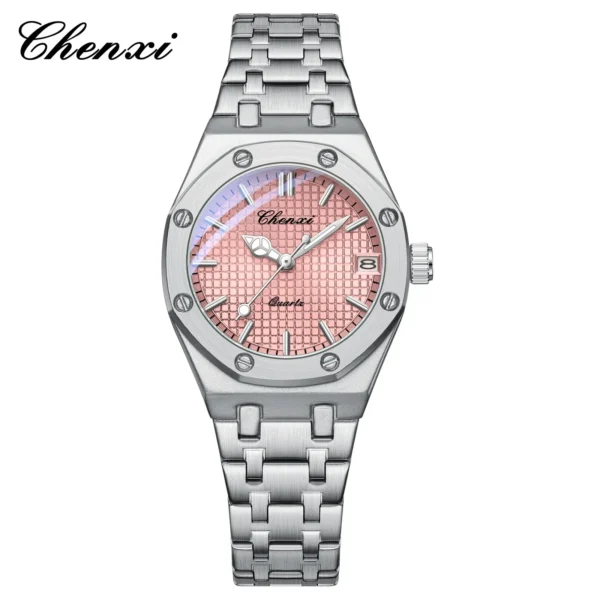 Luxury Women Watches Silver Steel Simple Casual Business Dress Watches for Women Top Brand Waterproof 3bar Calendar Gift Clock 10