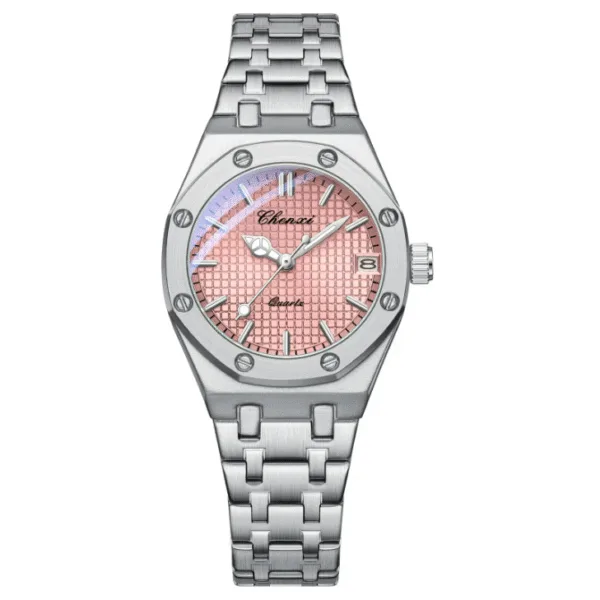 Luxury Women Watches Silver Steel Simple Casual Business Dress Watches for Women Top Brand Waterproof 3bar Calendar Gift Clock 10