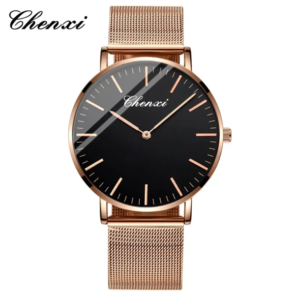 Chenxi 076A Brand Men's And Women's Stainless Steel Mesh Belt Waterproof Watch Couple Pair Lover's Clock Best Gift 8