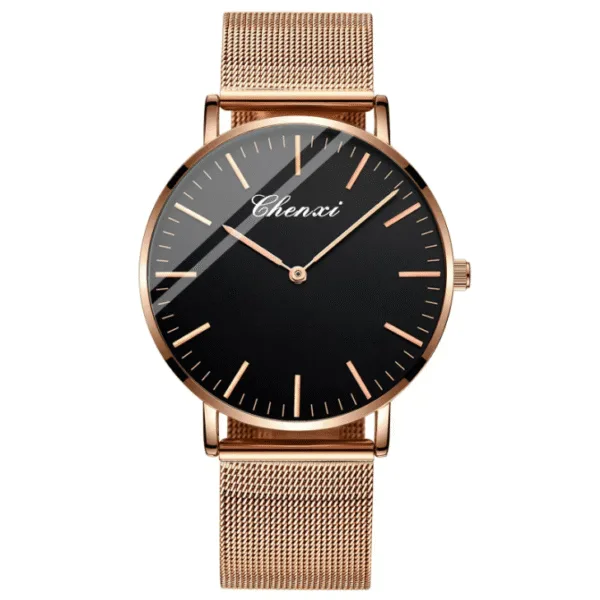 Chenxi 076A Brand Men's And Women's Stainless Steel Mesh Belt Waterproof Watch Couple Pair Lover's Clock Best Gift 8