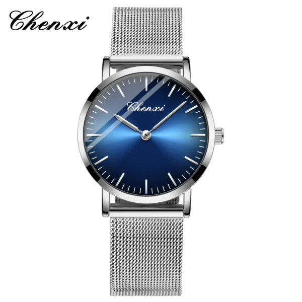 Chenxi 076A Brand Men's And Women's Stainless Steel Mesh Belt Waterproof Watch Couple Pair Lover's Clock Best Gift 9