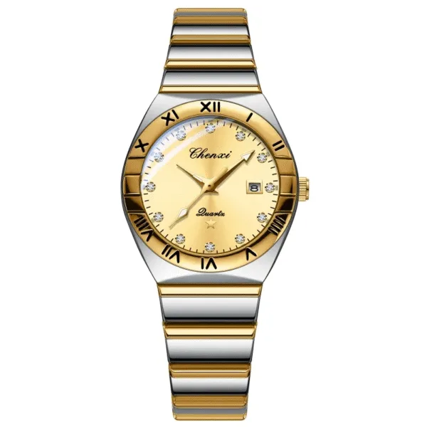 CHENXI 640 Luxury Couple Quartz Watch Calendar Luminous Stainless Steel Strap Waterproof Elegant Ladies Fashion Men Watches 8