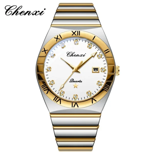 CHENXI 640 Couple Quartz Watches Elegant Diamond Dial Watch Calendar Luminous Men Women Casual Wristwatch reloj hombre 12