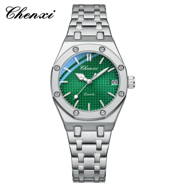 Luxury Women Watches Silver Steel Simple Casual Business Dress Watches for Women Top Brand Waterproof 3bar Calendar Gift Clock 7