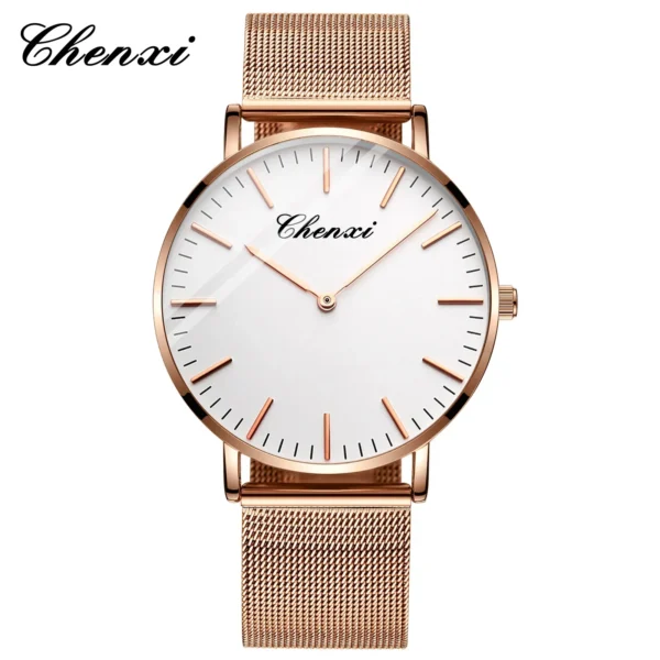 Chenxi 076A Brand Men's And Women's Stainless Steel Mesh Belt Waterproof Watch Couple Pair Lover's Clock Best Gift 14