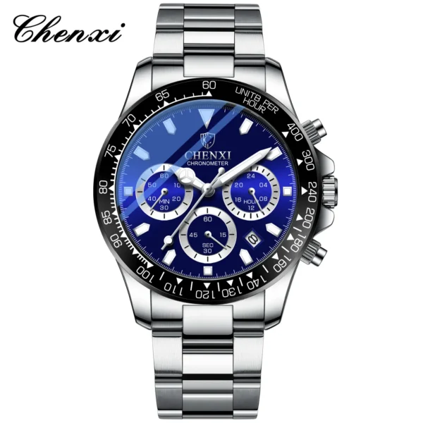 CHENXI Menโs Watches Top Brand Business Watch Luxury Men Military Stainless Steel Quartz Wrist Watches Chronograph Male Clock 7