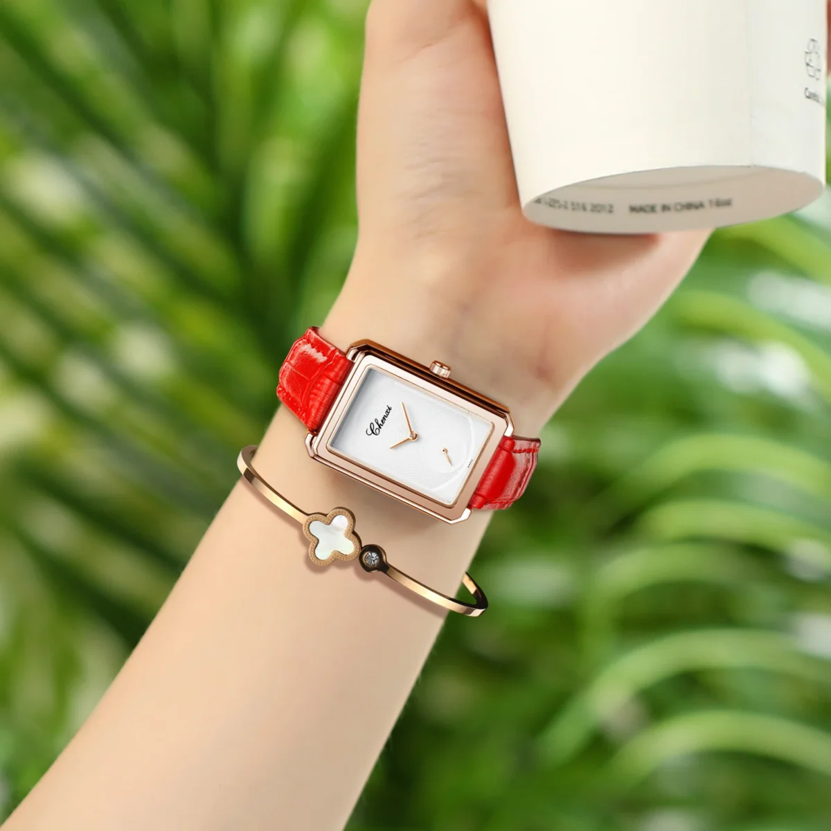 CHENXI Women's Malachite Green Luxury Quartz Wristwatch 6