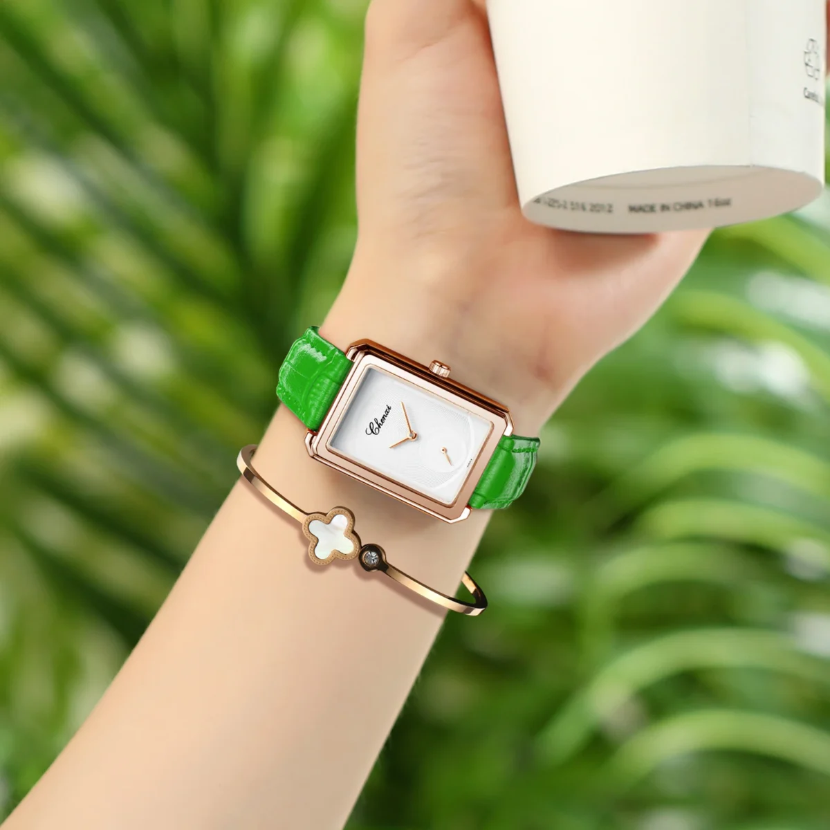 CHENXI Women's Malachite Green Luxury Quartz Wristwatch 5