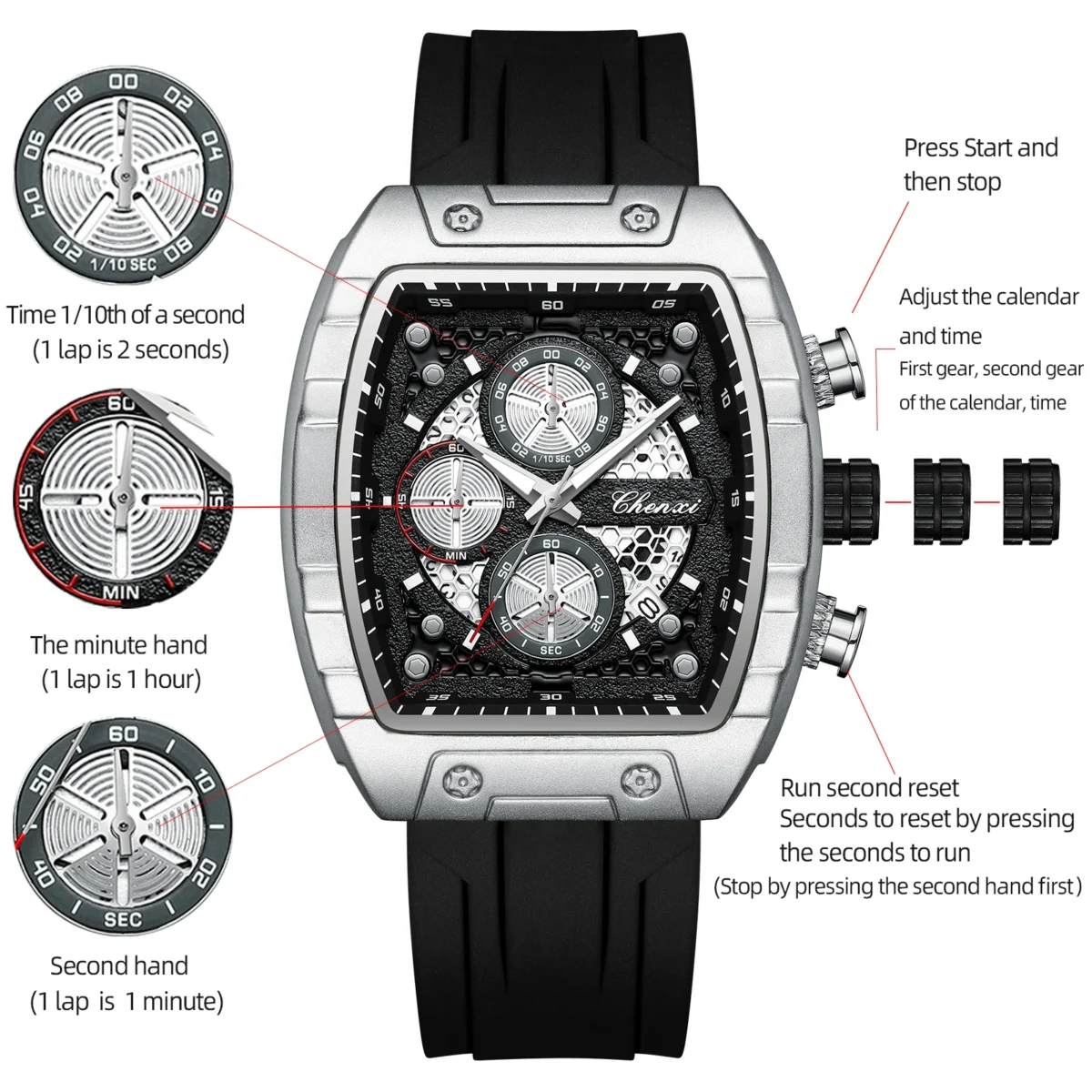CHENXI Men's Sport Wristwatch Chronograph 3