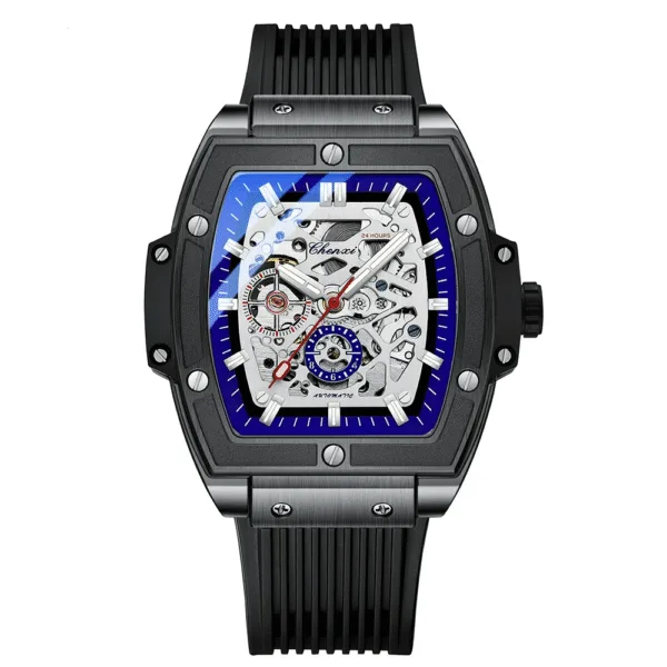 CHENXI Fully Automatic Mechanical Watches For Men Business Silicone Band Men's Wristwatch Luminous Waterproof Man Watch 7