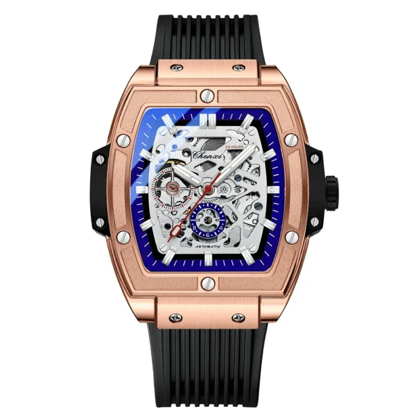 CHENXI Fully Automatic Mechanical Watches For Men Business Silicone Band Men's Wristwatch Luminous Waterproof Man Watch 1