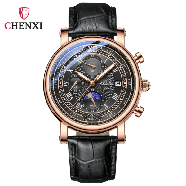 CHENXI 976 Leather Quartz Watch Date Men's Phase Of The Moon Timing Business Luminous Chronograph Wristwatch 8