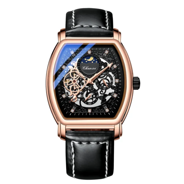 CHENXI Brand Classic Mens Square Automatic Watch Luxury Leather Waterproof Mechanical Tourbillon Clock Business Men Wristwatch 8