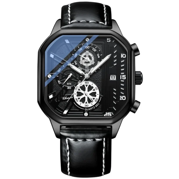 CHENXI New Fashion Square Sport Quartz Watch for Men Stainless Steel Waterproof Chronograph Date Multi-Functional Wristwatch 8