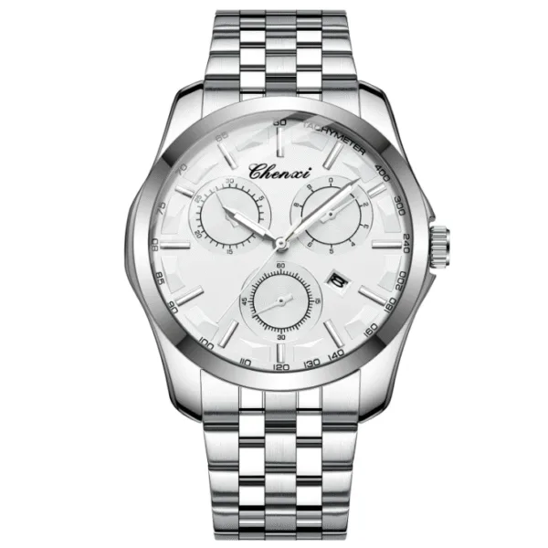 Chenxi 024B Fashion Mens Watches Luxury Silver Stainless Steel Quartz Wrist Business Watch for Man Calendar Clock Reloj Hombre 11