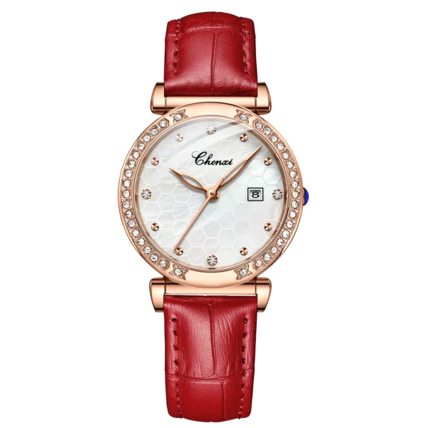 CHENXI Women Watch Fashion Rose Gold Waterproof Top Brand Quartz Watch Ladies Leather Calendar Wrist Watches Gift for Women 13
