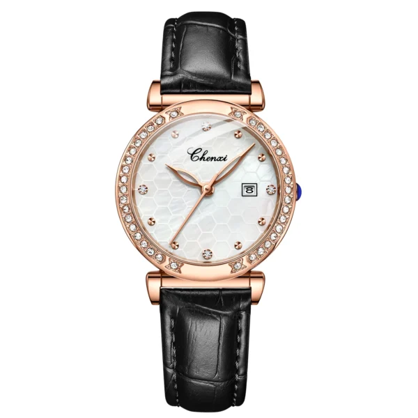 CHENXI Women Watch Fashion Rose Gold Waterproof Top Brand Quartz Watch Ladies Leather Calendar Wrist Watches Gift for Women 8