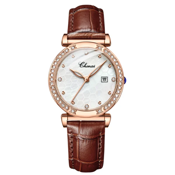 CHENXI Women Watch Fashion Rose Gold Waterproof Top Brand Quartz Watch Ladies Leather Calendar Wrist Watches Gift for Women 15
