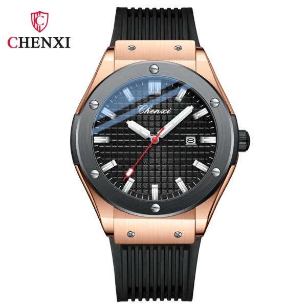 CHENXI 8244 Men's Quartz Watches Sports Calendar Luminous Waterproof Silicone Strap Casual Men Wristwatch reloj hombre 8