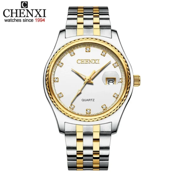 Chenxi 8204 Men Women Watches Dial Top Brand Luxury Couples Quartz Stainless Steel Watch Waterproof Calendar 12