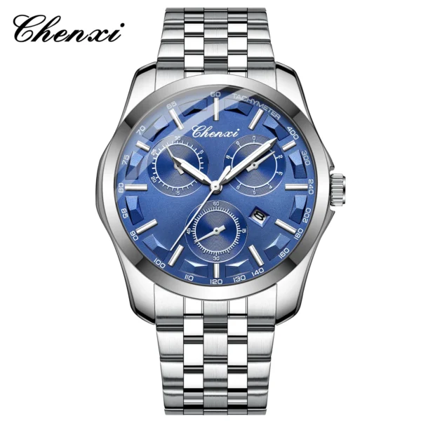 Chenxi 024B Fashion Mens Watches Luxury Silver Stainless Steel Quartz Wrist Business Watch for Man Calendar Clock Reloj Hombre 10