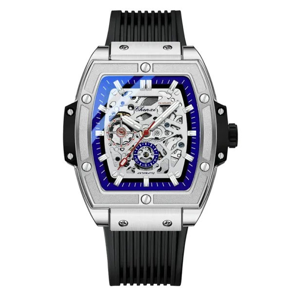 CHENXI Fully Automatic Mechanical Watches For Men Business Silicone Band Men's Wristwatch Luminous Waterproof Man Watch 8