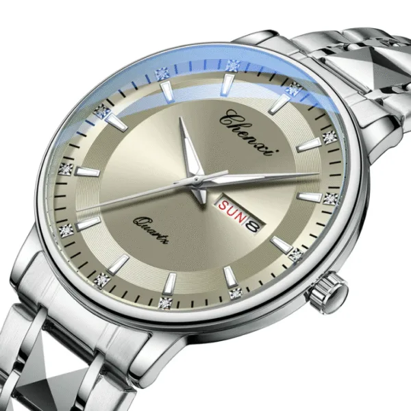 2025 New Men's Watch Fashion Business Calendar Week Original Quartz Waterproof Watches Luminous Stainless Steel Wristwatch 8