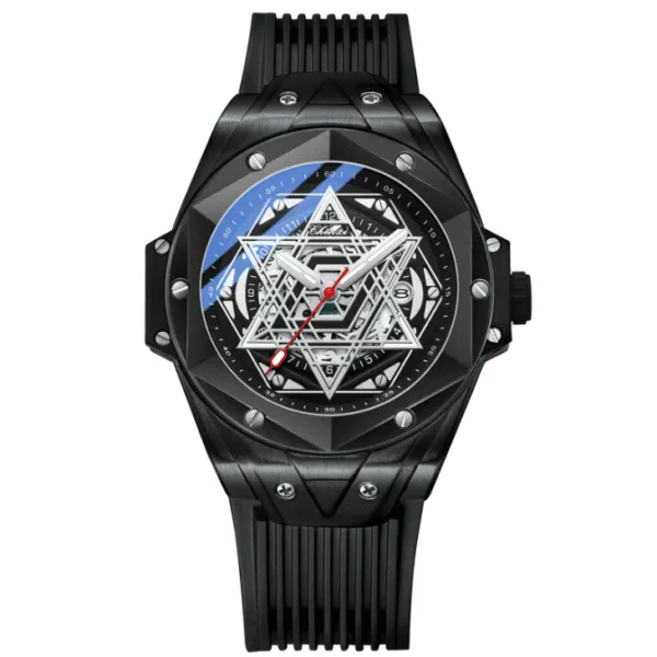 Unique Silver Men's Watches Rubber Strap Waterproof Royal Hexagram Fashion Casual Sport Quartz Wristwatch for Male Gift New 7