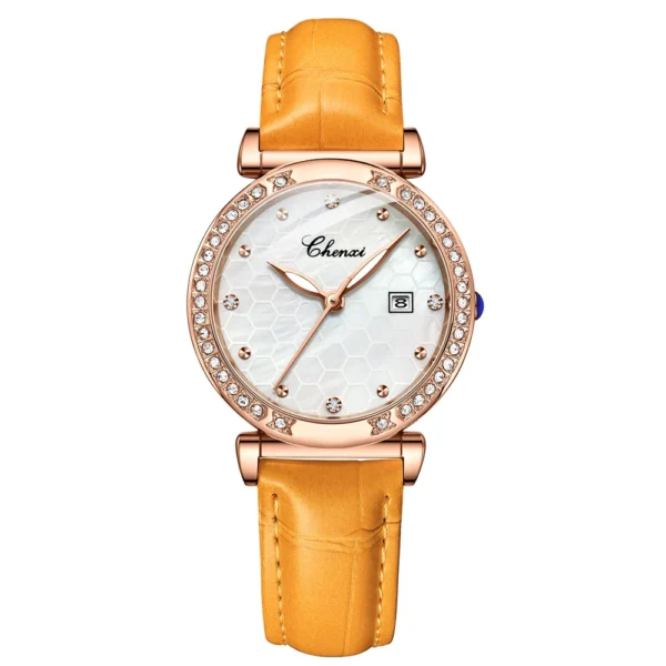 CHENXI Women Watch Fashion Rose Gold Waterproof Top Brand Quartz Watch Ladies Leather Calendar Wrist Watches Gift for Women 10